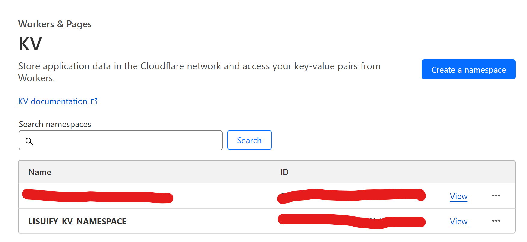 cloudflare kv namespace
